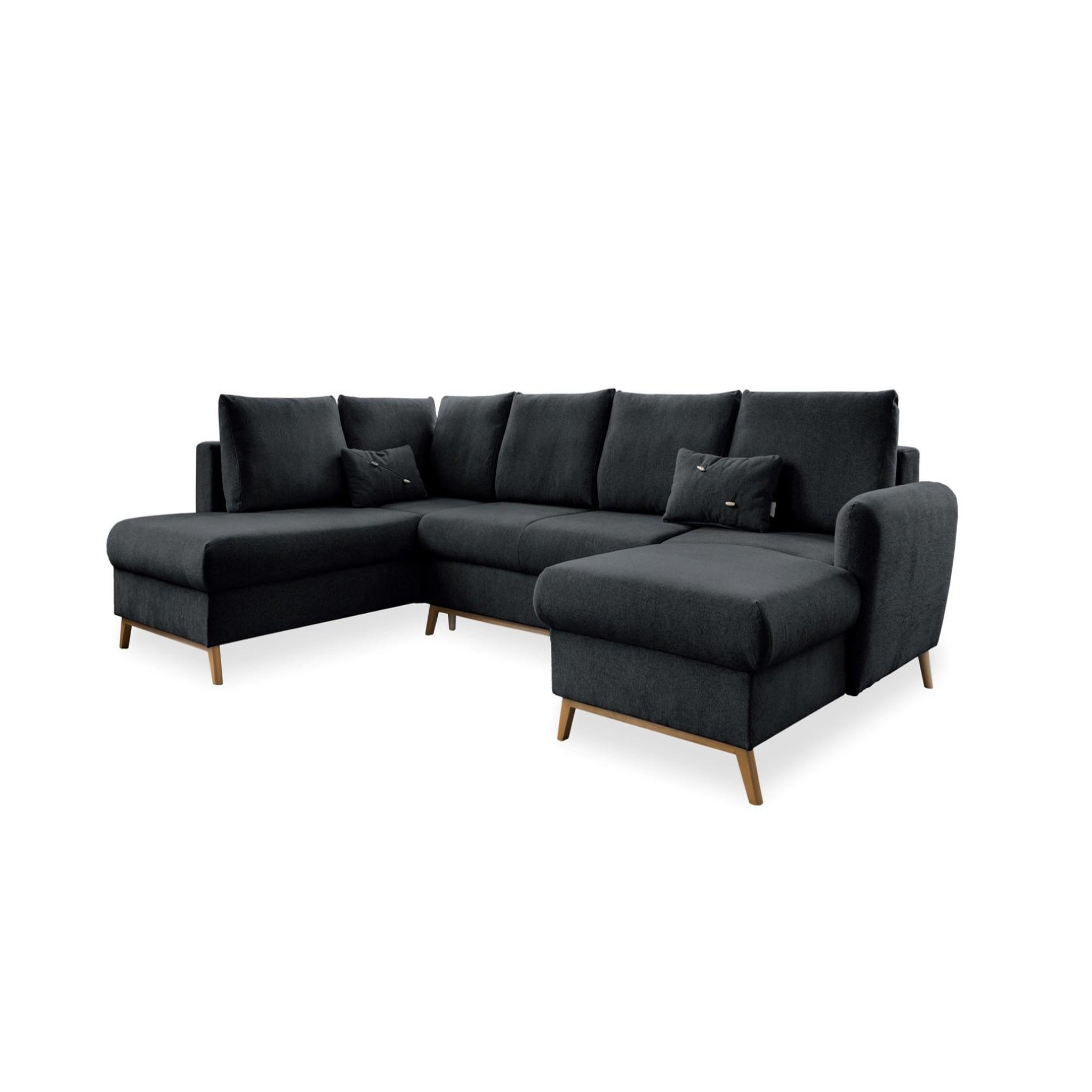 Voir la diapositive 5 : BEST MOBILIER Lagom - canapé d'angle panoramique - convertible - avec coffre - en tissu - 7 places - gauche