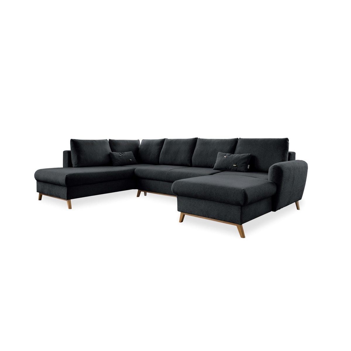 BEST MOBILIER Lagom - canapé d'angle panoramique - convertible - avec coffre - en tissu - 7 places - gauche