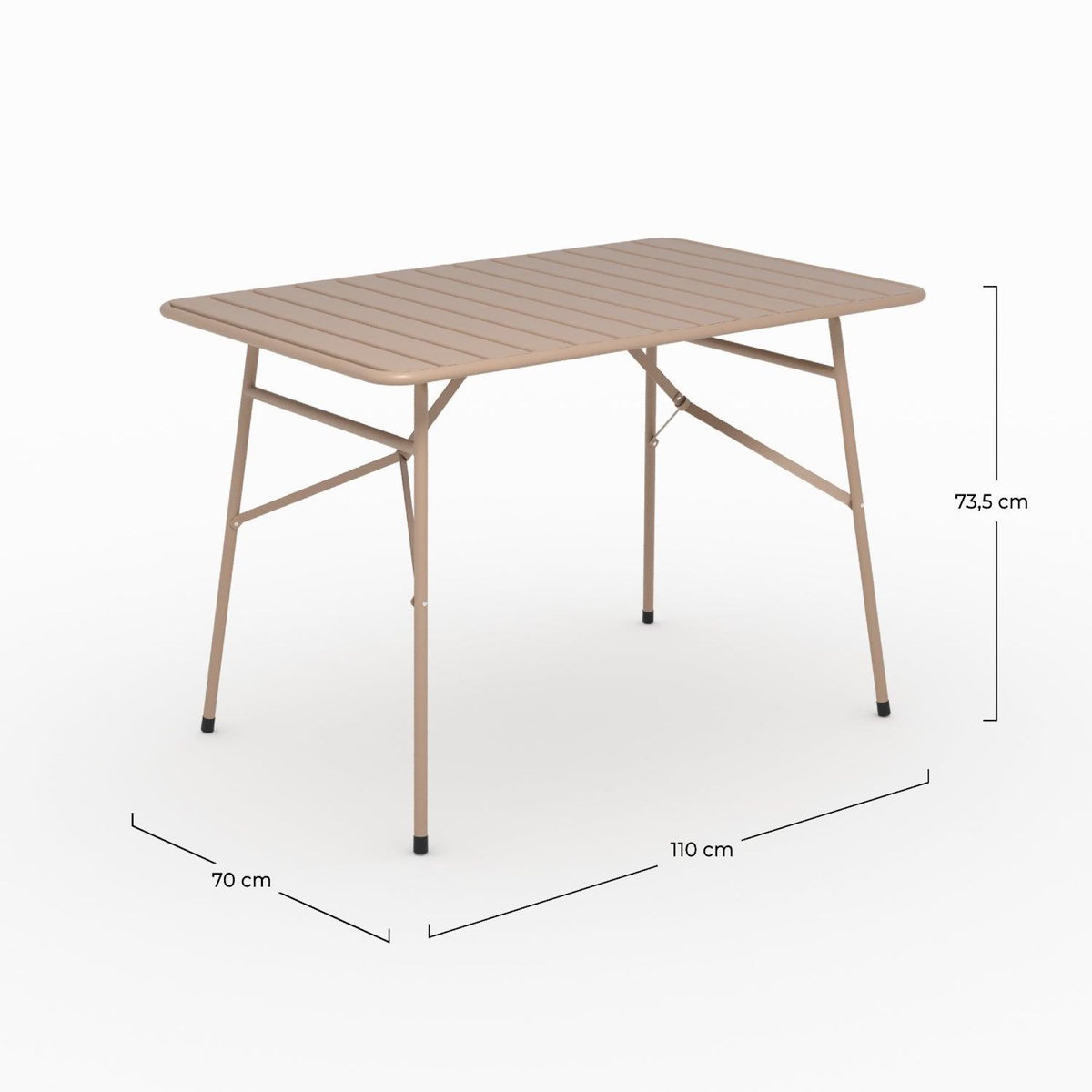 Rendez vous déco Table de jardin en metal taupe 4 personnes-Yumi