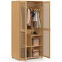 Voir la diapositive 4 : ID MARKET Armoire 2 portes EDHEN bois et cannage penderie 80 cm avec étagères rangement maxi capacité