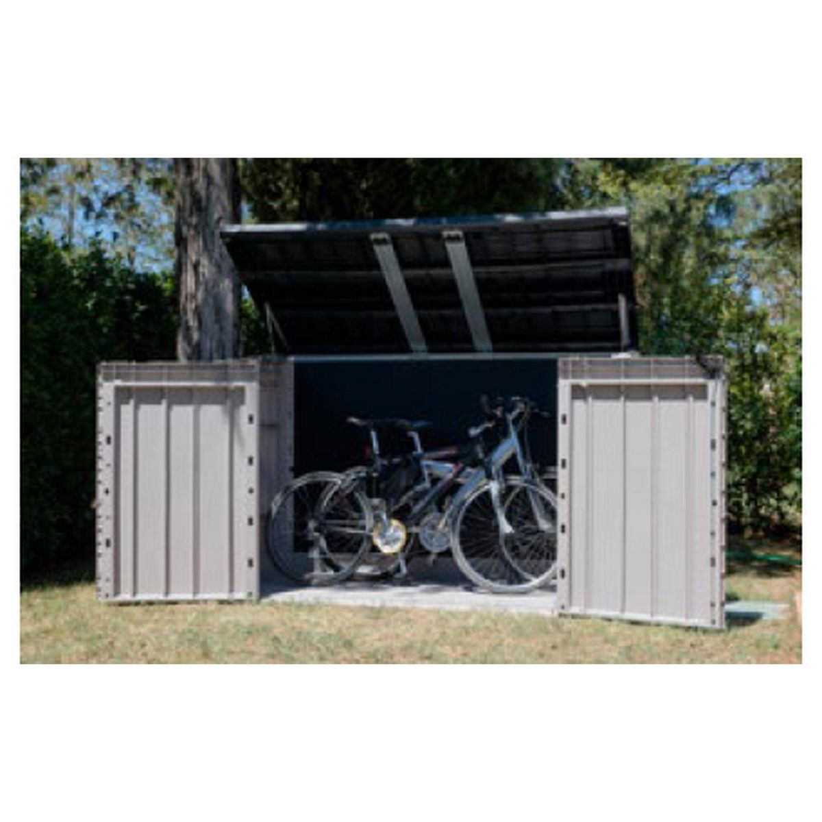 TOOMAX Coffre de rangement jardin multifonction résine - Taupe et marron - 2770L - STOREWAY PLUS 3XL