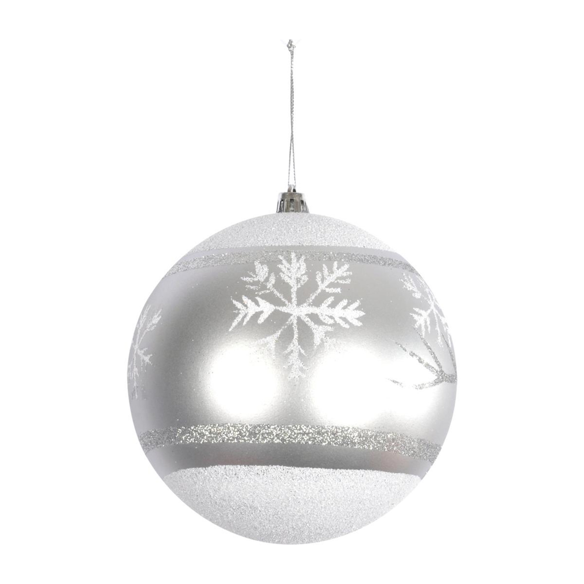 Eden Boule de noël argent décorée de flocon