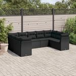 VIDAXL Salon de jardin 9 pcs avec coussins noir resine tressee