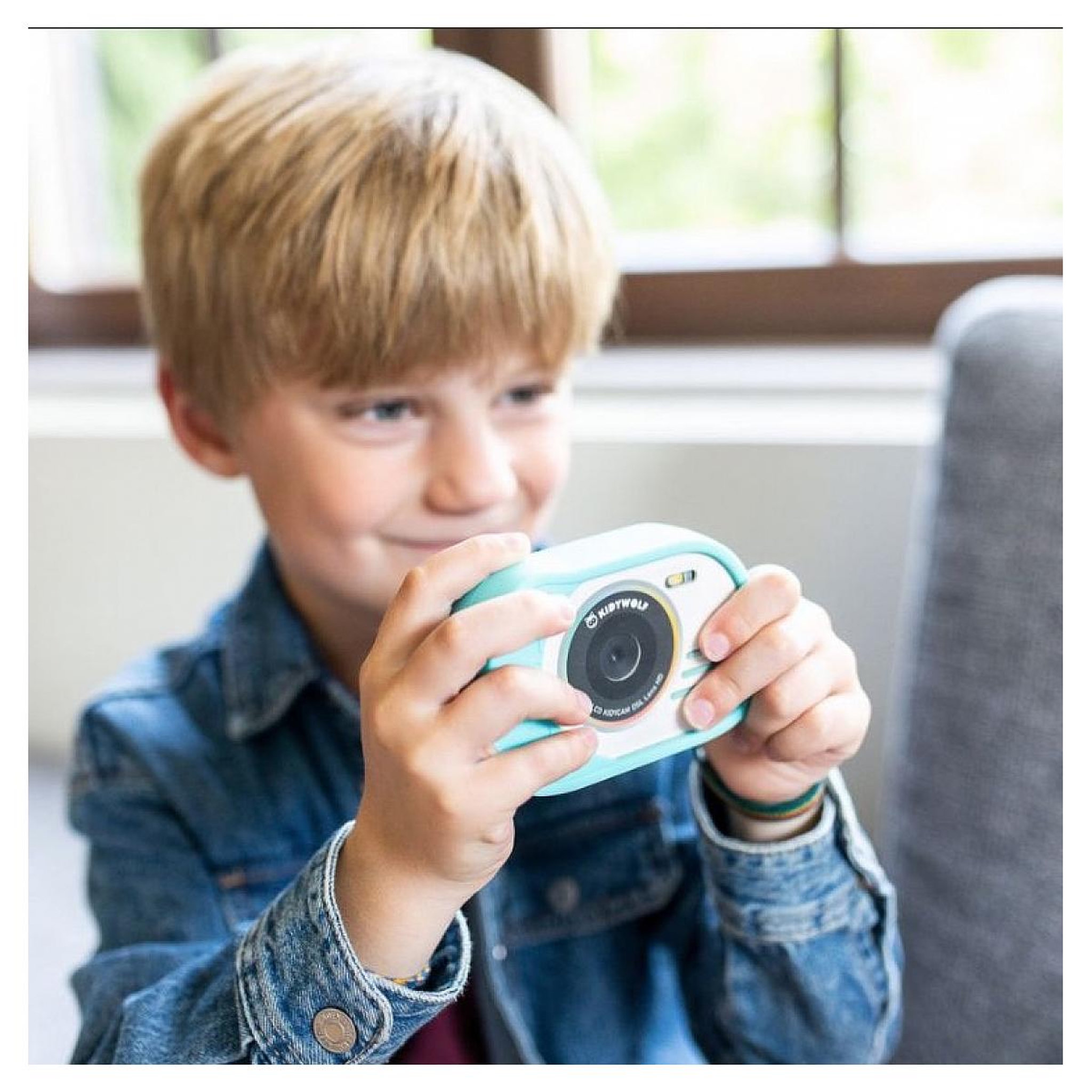 Voir la diapositive 2 : KIDYWOLF Kidycam Appareil photo enfant numerique bleu cyan