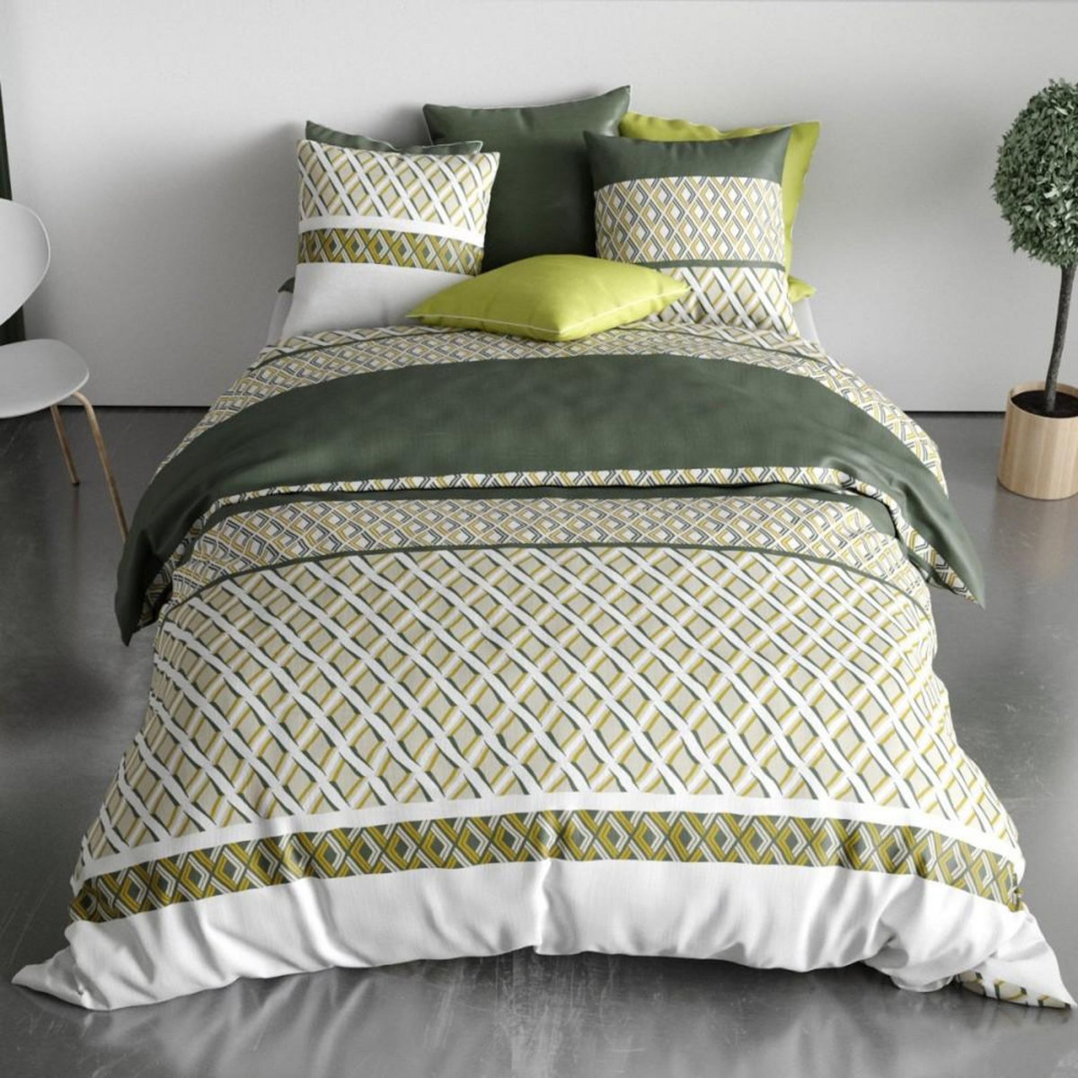 ATELIER DU COTON Housse de couette 260x240 NAYAA + 2 taies coton 57 fils