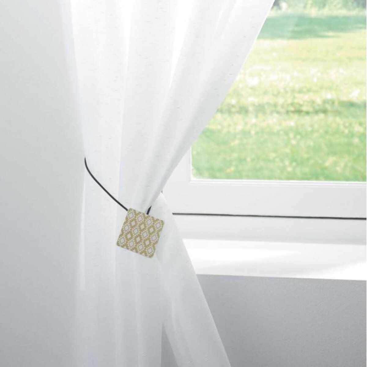 Paris Prix Embrasse de Rideau Aimantée  Arlequin  43cm Blanc