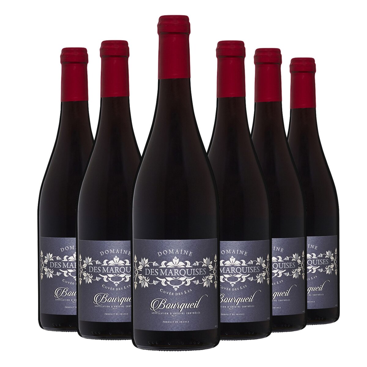 Lot de 6 bouteilles Domaines des Marquises Bourgueil Cuvée des Lys Rouge 2015
