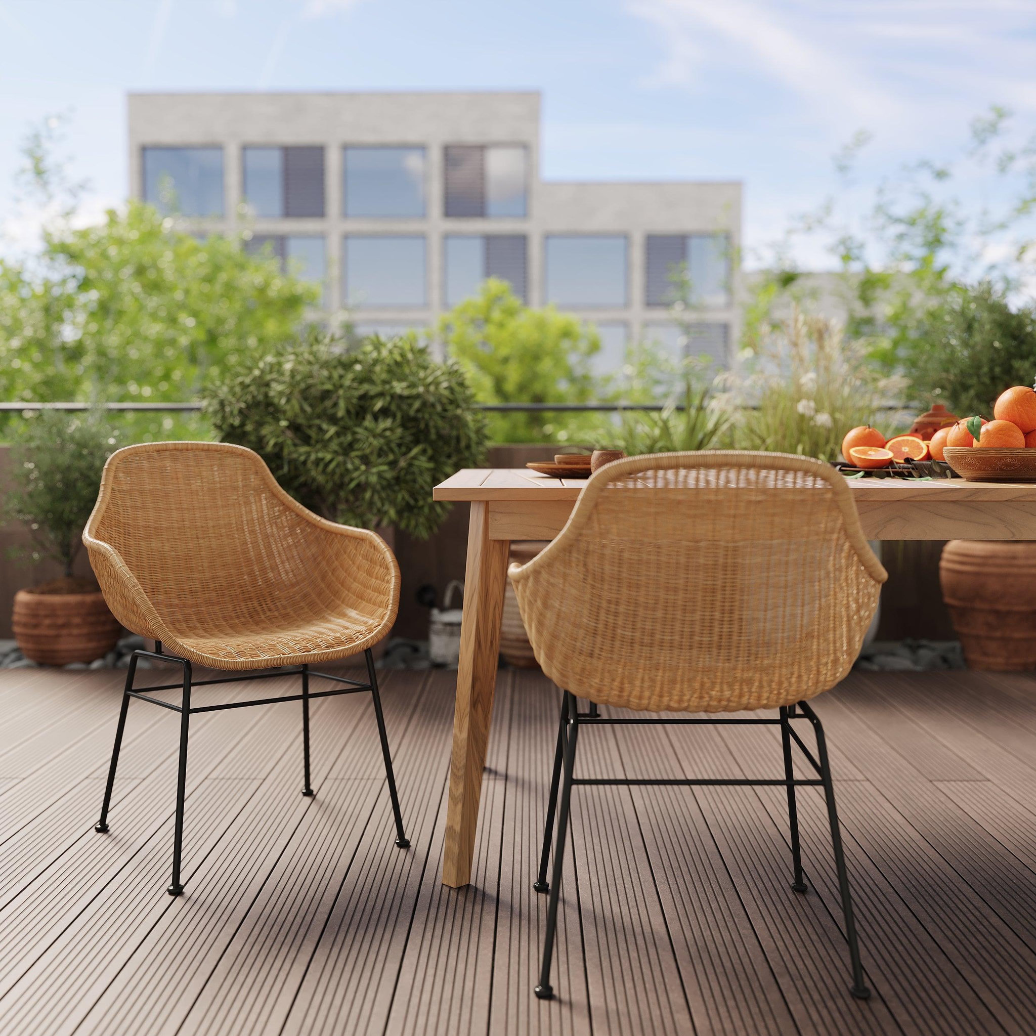 Voir la diapositive 2 : MAISON PAVANE Lot de 2 chaises en résine tressée naturelle-carmela