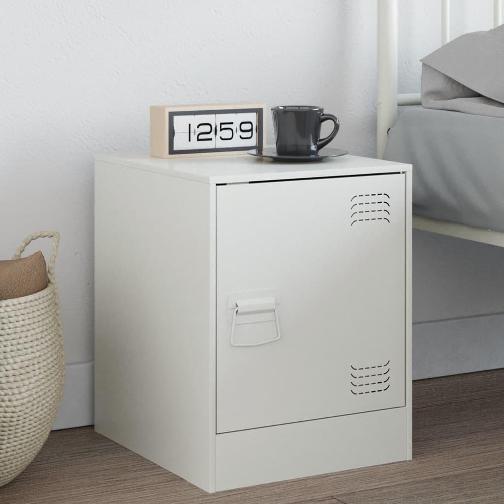 VIDAXL Table de chevet blanc 34,5x39x44 cm acier