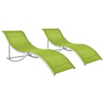 VIDAXL Chaises longues pliables 2 pcs Vert Textilène