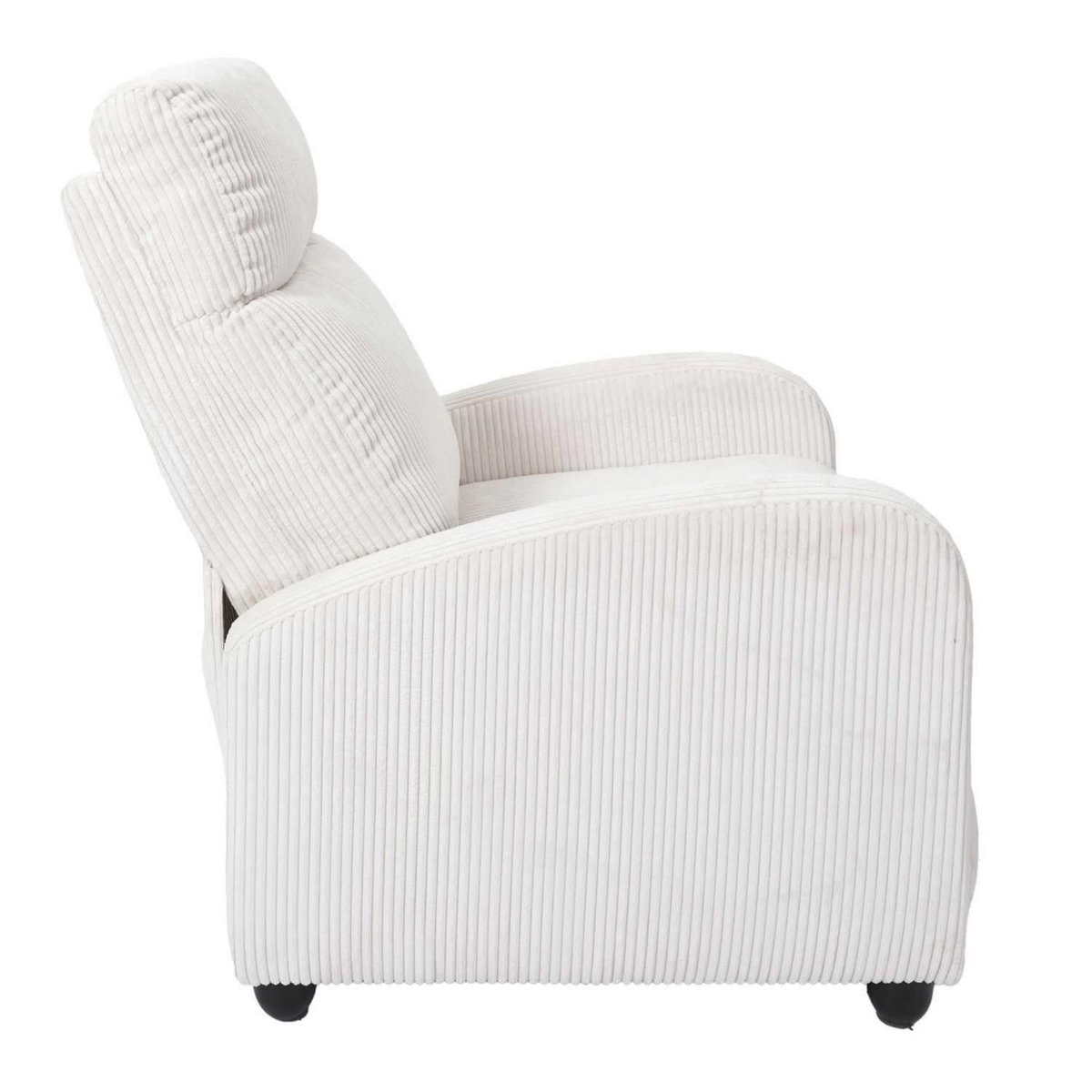 The Home Deco Factory Fauteuil relax multiposition en tissu côtelé Drammen - Beige