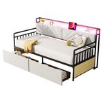 MERAX Lit avec rangement 90x200cm. Coloris disponibles : Beige