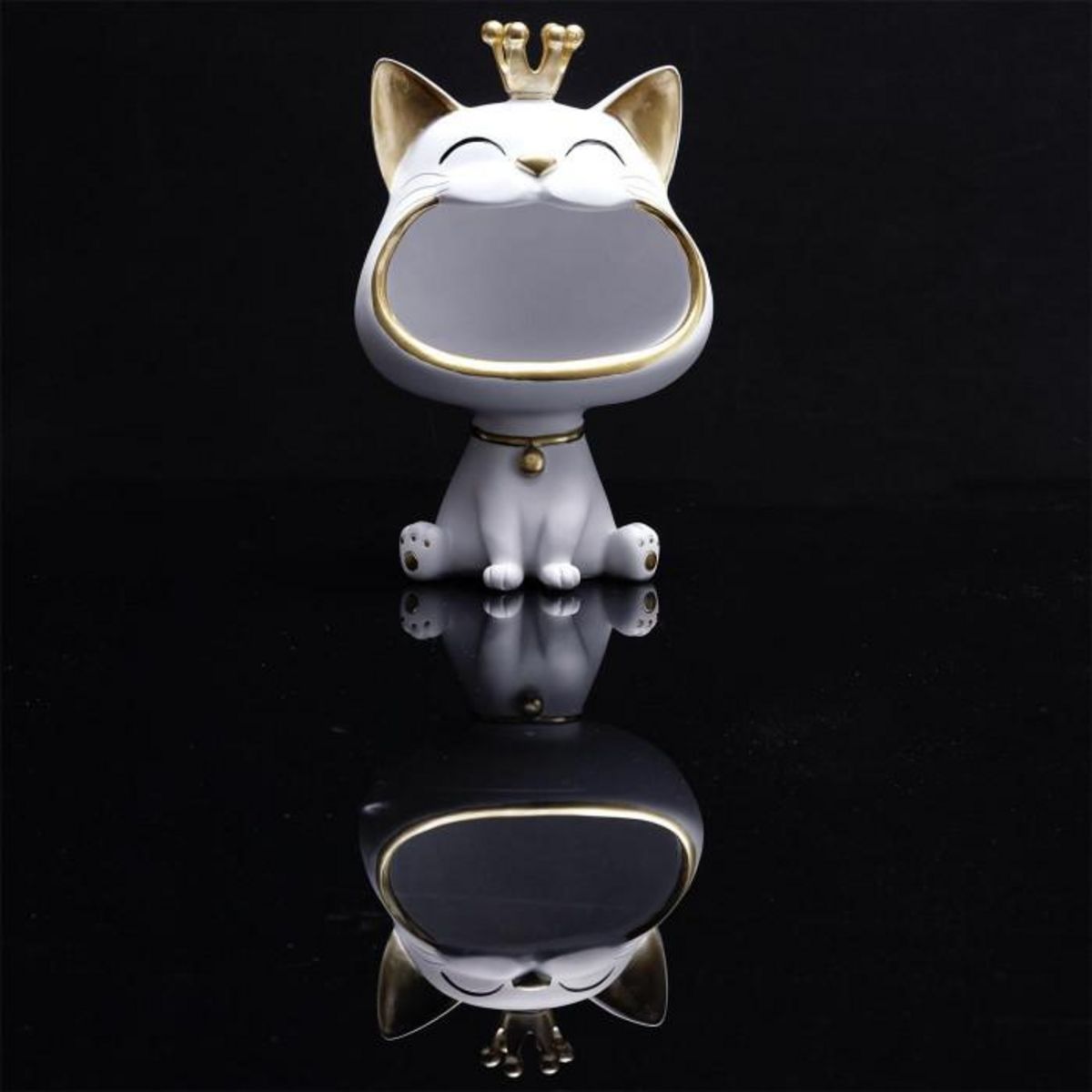 Paris Prix Vide-Poche Statue  Chat  25cm Blanc