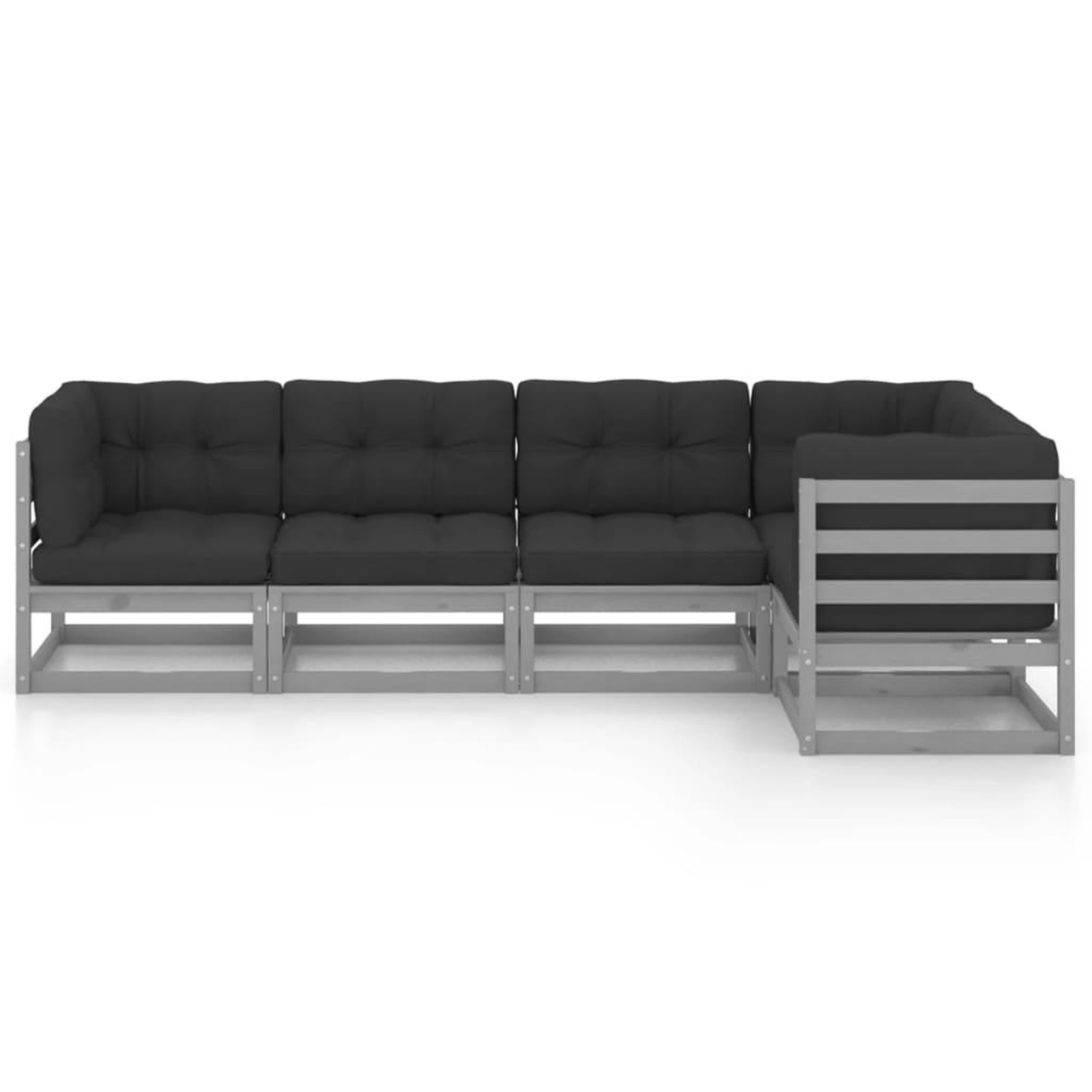 Voir la diapositive 3 : VIDAXL Salon de jardin 5 pcs avec coussins Bois de pin massif