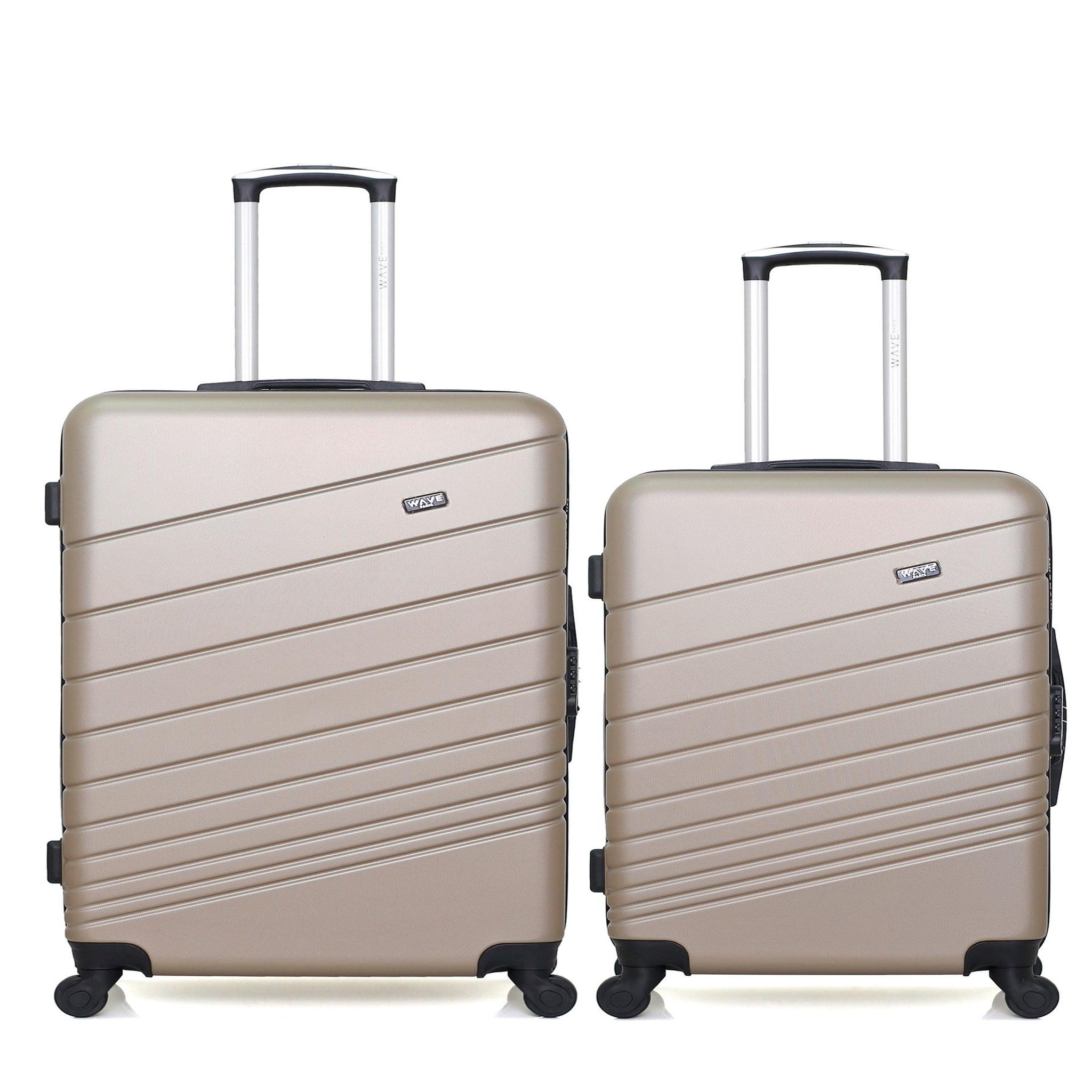 WAVE PARIS Lot de 2 - valises grand format et weekend tigre. Coloris disponibles : Bleu, Beige, Gris, Noir, Rose