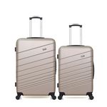 WAVE PARIS Lot de 2 - Valises grand format et weekend TIGRE. Coloris disponibles : Noir, Beige, Vert, Bleu, Gris, Rose