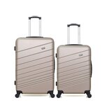 WAVE PARIS Lot de 2 - Valises grand format et weekend TIGRE. Coloris disponibles : Rose, Noir, Bleu, Beige, Vert, Gris