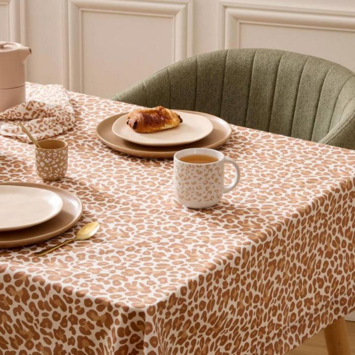 ATMOSPHERA Nappe en Coton  Leopardi  150x250cm Beige