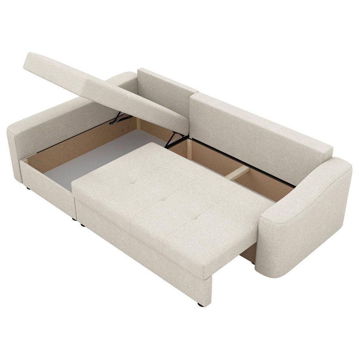 BEST MOBILIER Claudia - canapé d'angle gauche 4 places convertible avec coffre en tissu texturé