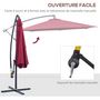 Voir la diapositive 4 : OUTSUNNY Parasol déporté octogonal à manivelle inclinable manivelle avec pied en acier diamètre 3 m rouge