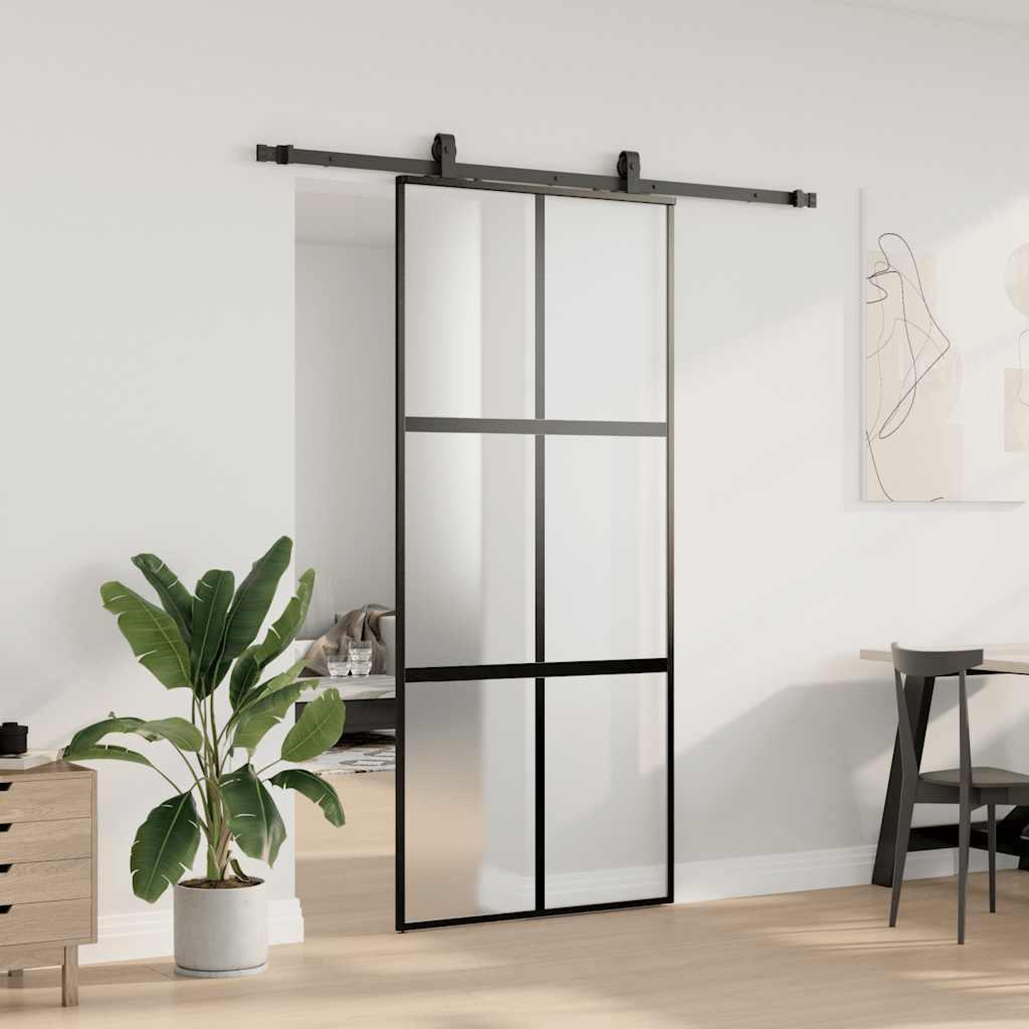 Voir la diapositive 3 : VIDAXL Porte coulissante avec kit de quincaillerie noir 90x205 cm