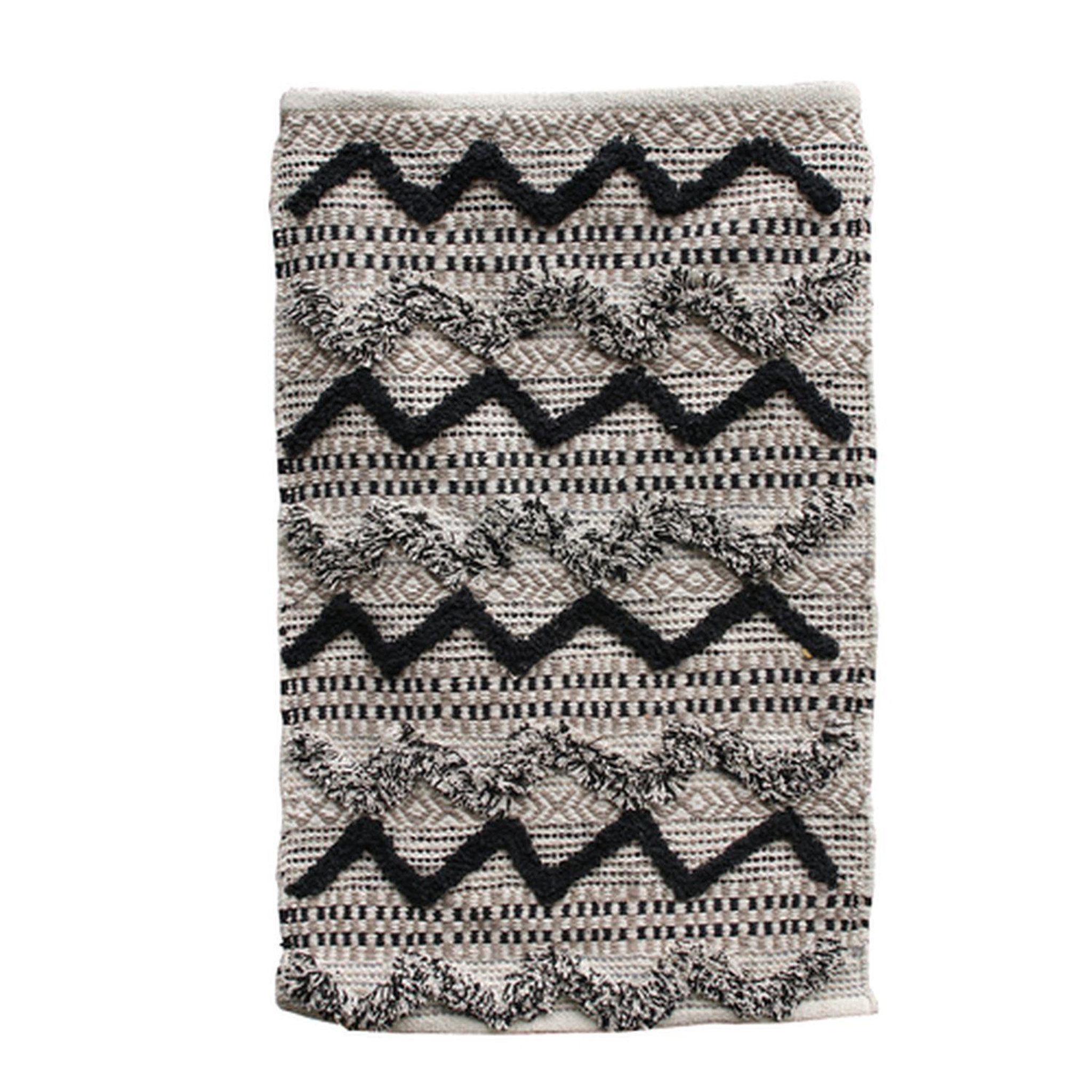 The Home Deco Factory Tapis style ethnique en relief ajil - 60x90cm - noir