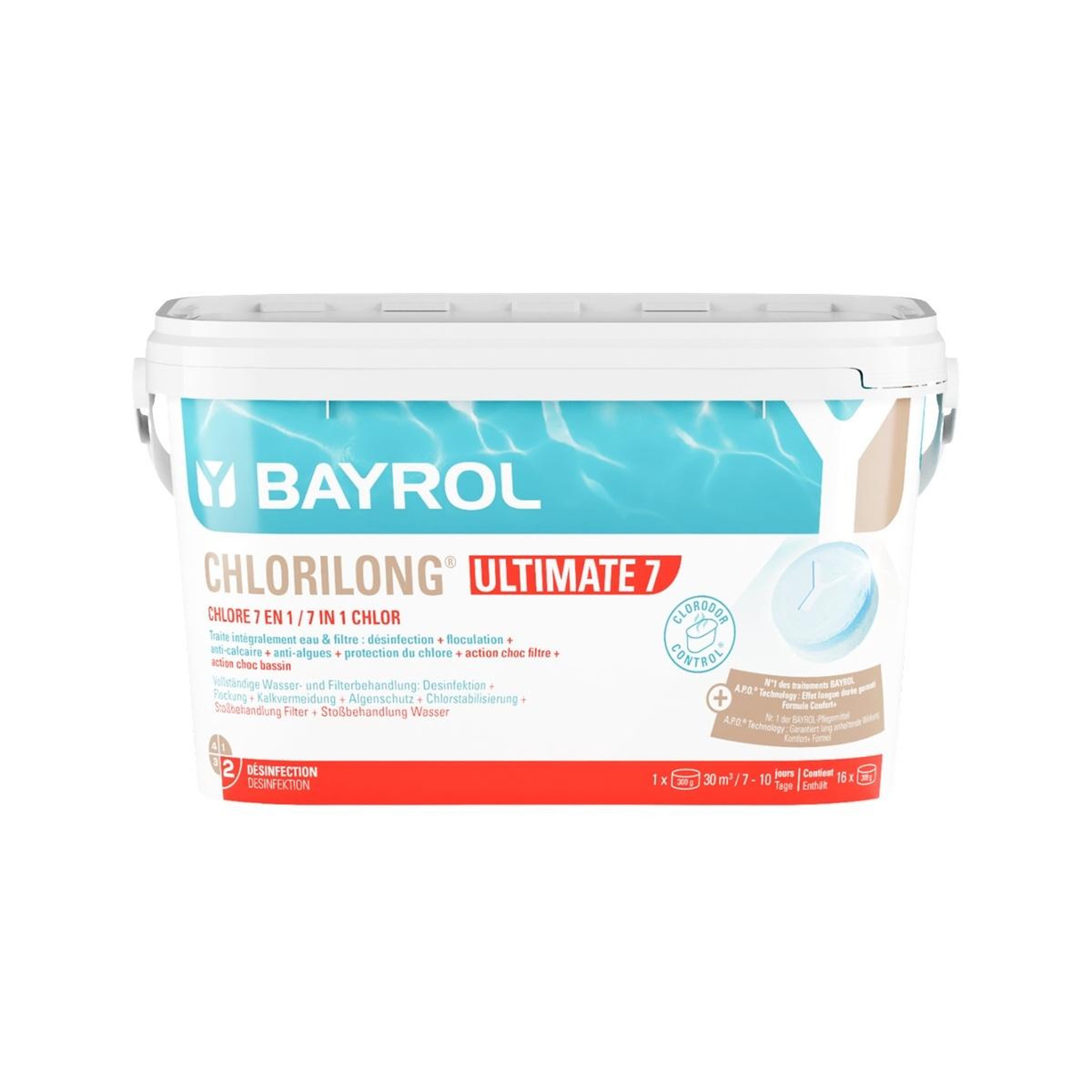 Bayrol Galets 7en1 chlore lent et rapide 4.8kg - chlorilong ultimate 7