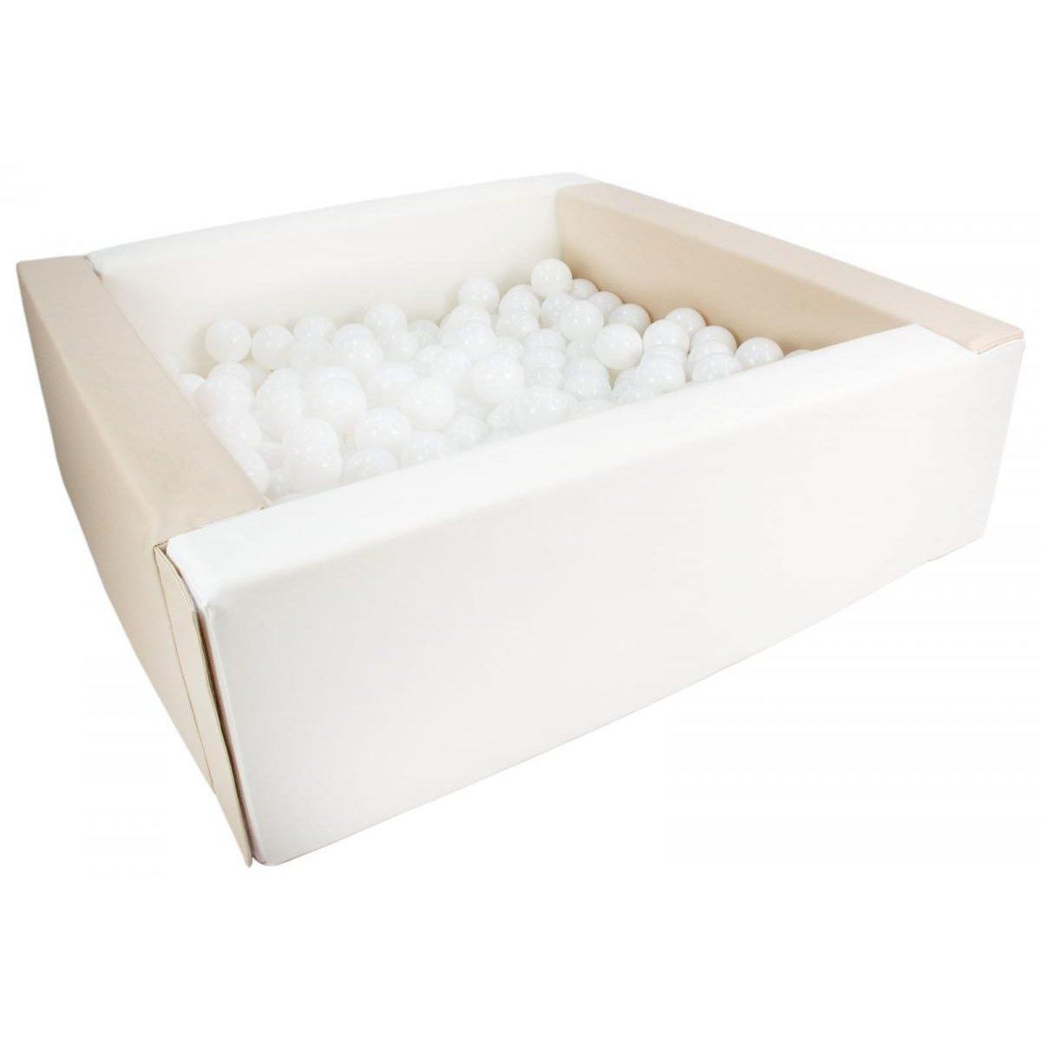 VELINDA Piscine à balles carrée avec 200 balles - blanc, cappuccino/blanc