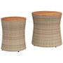 Voir la diapositive 2 : VIDAXL Tables d'appoint de jardin 2pcs dessus en bois beige poly rotin