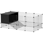 PAWHUT Cage parc enclos modulable rongeurs petits animaux 31 panneaux acier PP noir