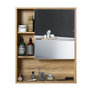 Voir la diapositive 5 : HOMCOM Armoire murale de rangement salle de bain avec porte miroir couleur bois de chêne dim. 60L x 15l x H76 cm