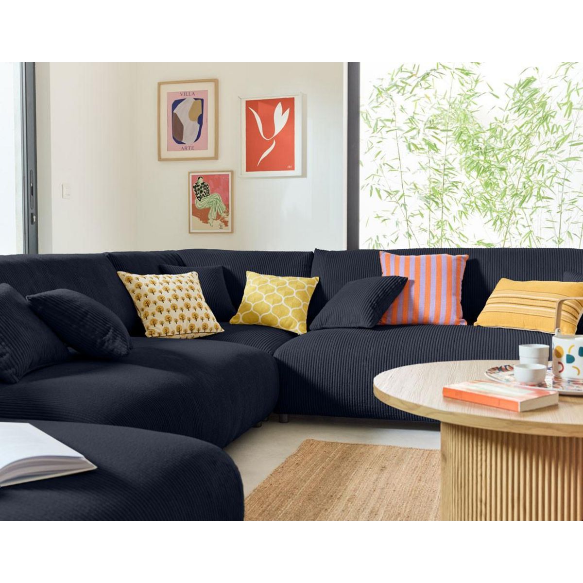 LISA DESIGN Garance - canapé modulable d'angle droit - 8 places - en velours côtelé