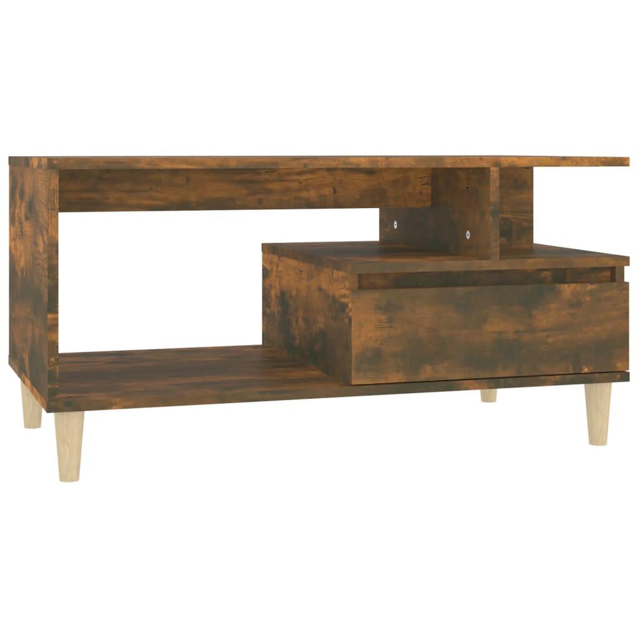 Voir la diapositive 2 : VIDAXL Table basse Chene fume 90x49x45 cm Bois d'ingenierie