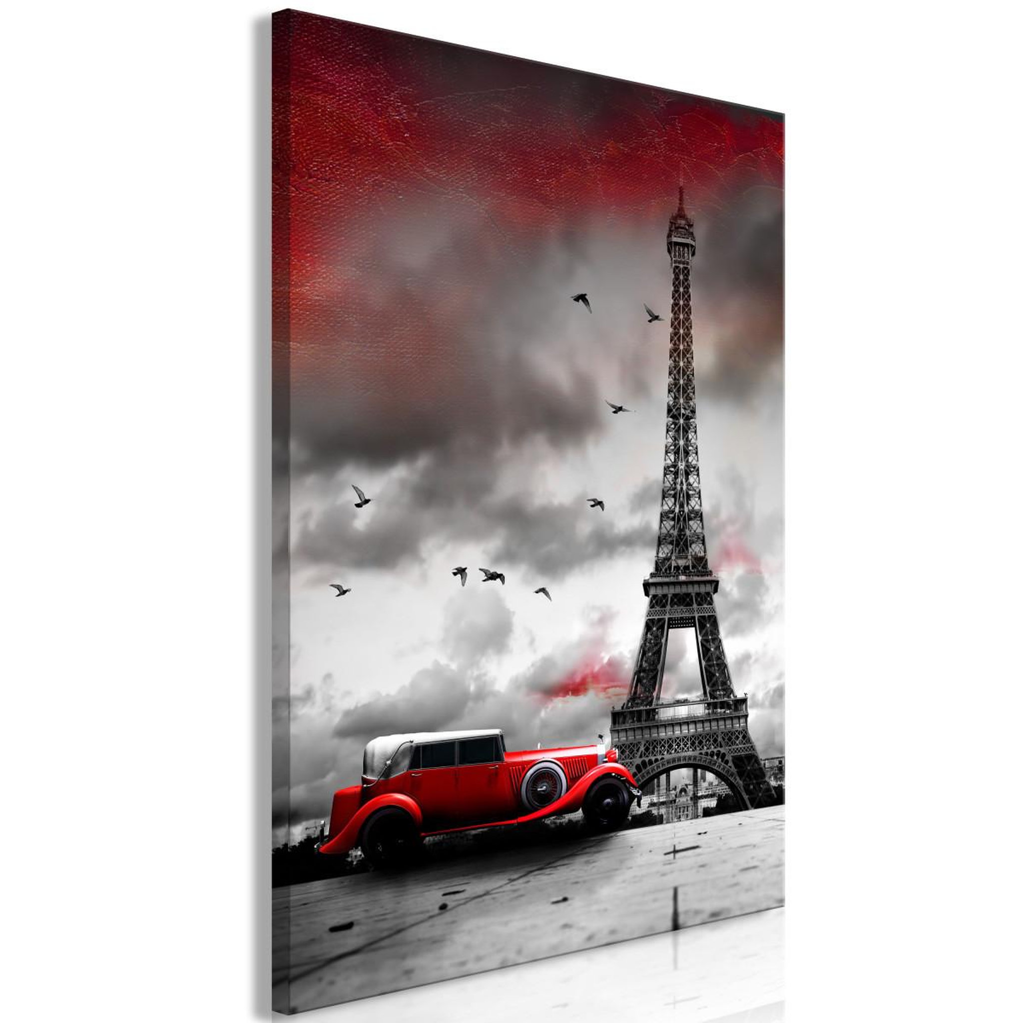 Paris Prix Tableau imprimé  red car in paris. Coloris disponibles : Multicolore