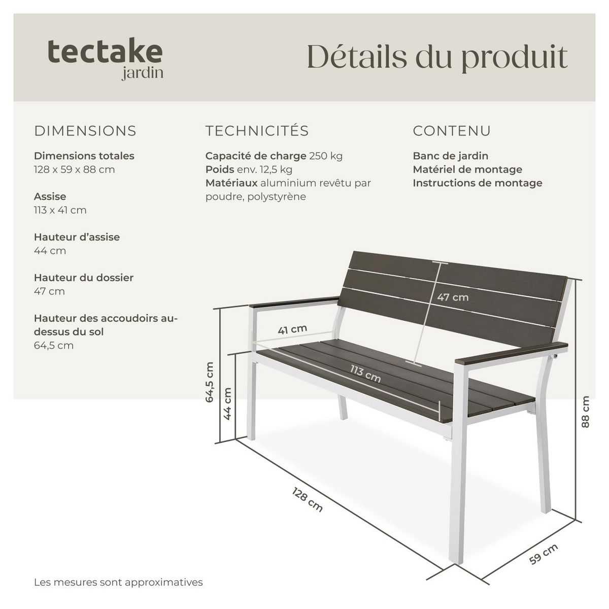 tectake Banc de jardin 2 places