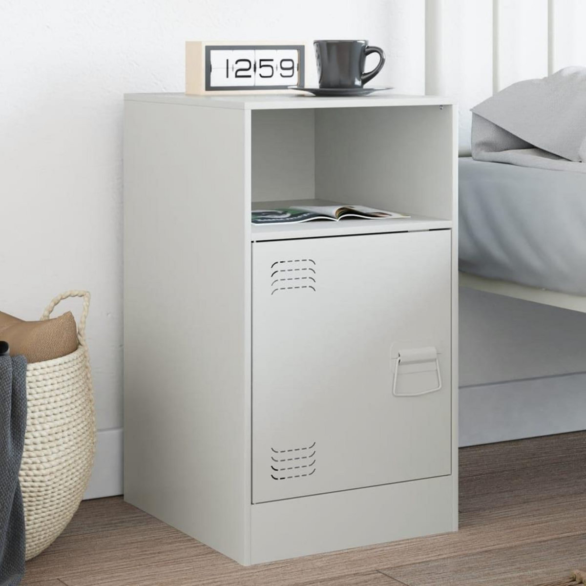 VIDAXL Table de chevet blanc 34,5x39x62 cm acier