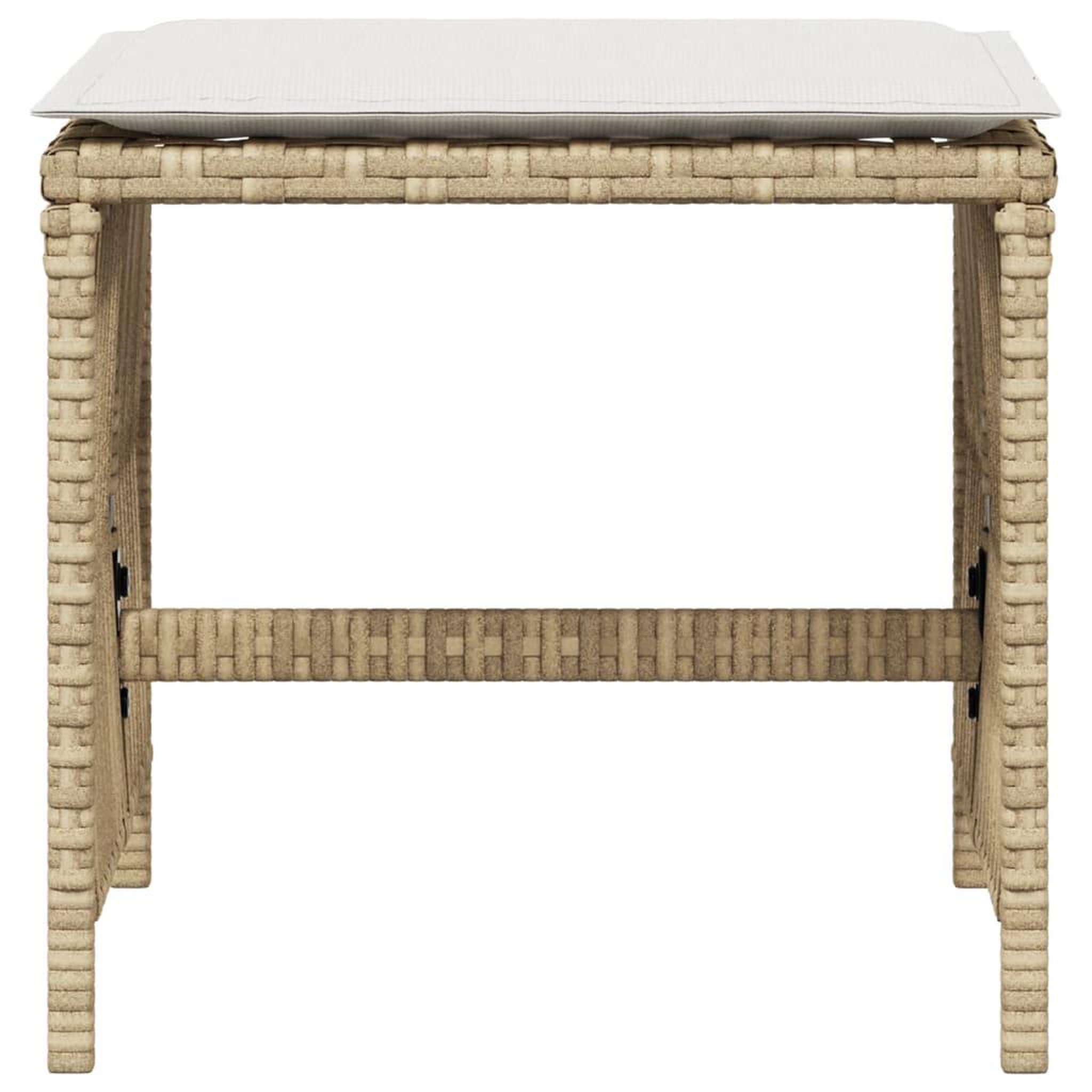 Voir la diapositive 5 : VIDAXL Tabourets de jardin et coussins lot de 4 beige 41x41x36cm rotin