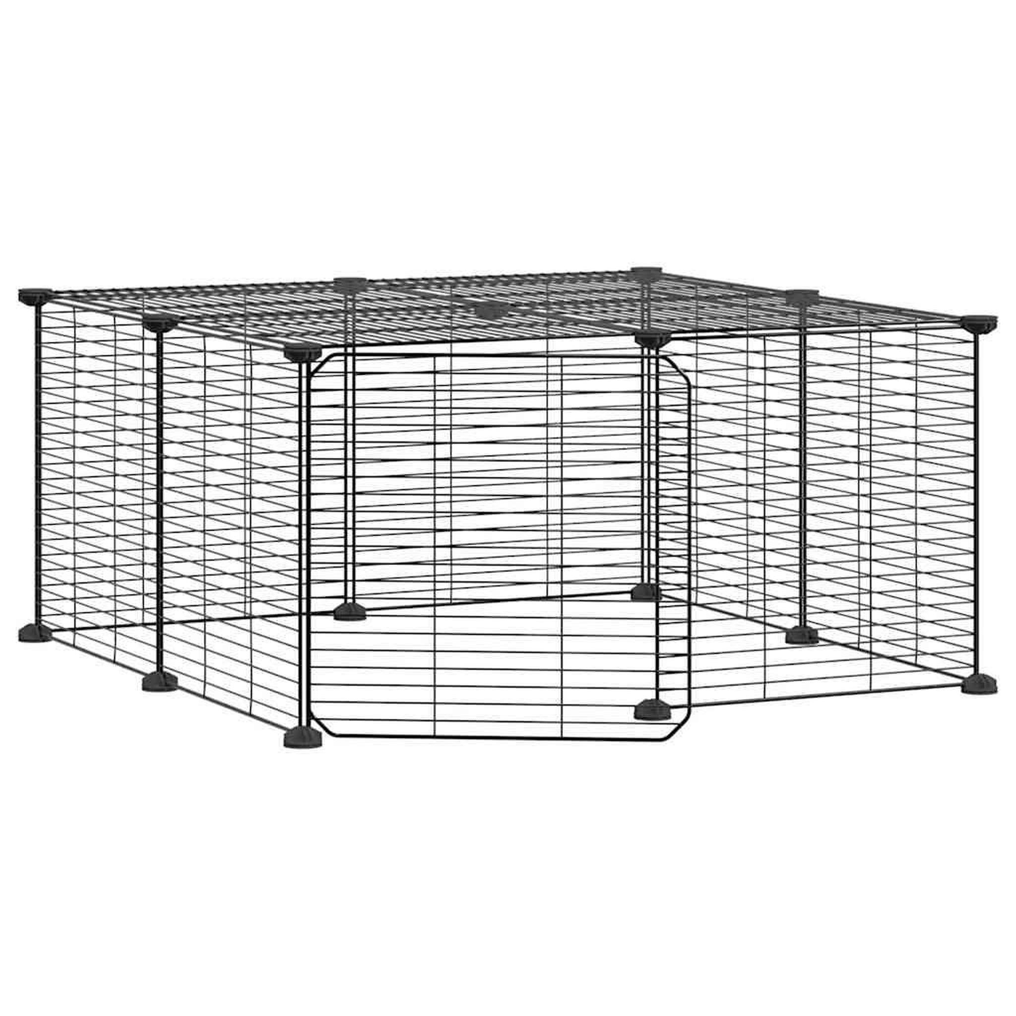 Voir la diapositive 2 : VIDAXL Cage animaux de compagnie a 12 panneaux et porte Noir 35x35 cm