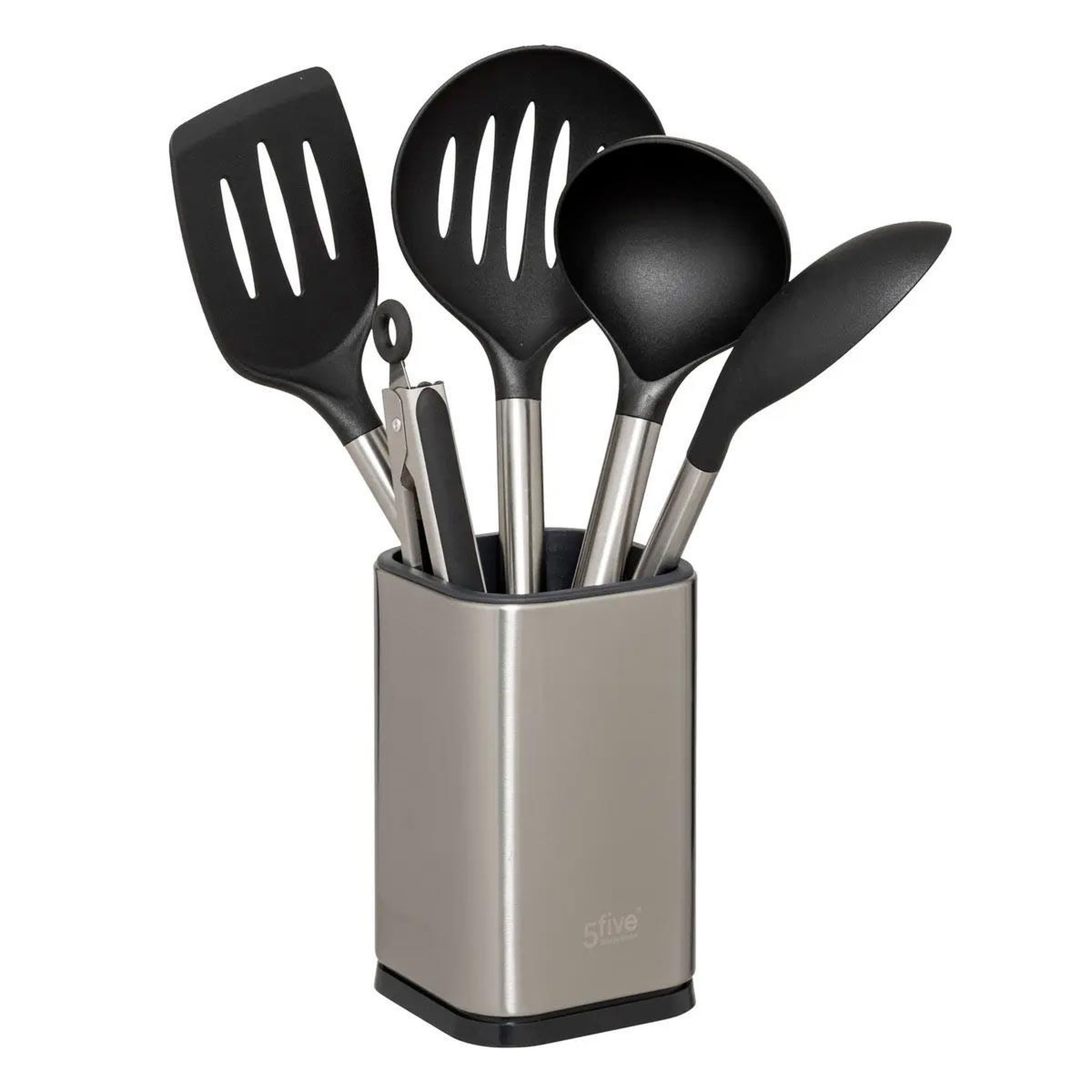 FIVE Lot de 5 ustensiles avec pot  inox  36cm argent