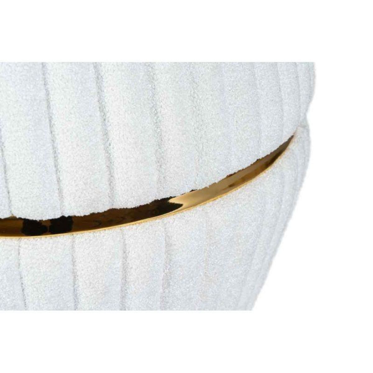 Paris Prix Pouf Matelassé Design  Doric  53cm Blanc & Or