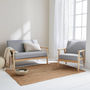 Voir la diapositive 3 : SWEEEK Banquette et fauteuil en bois et tissu gris clair. Isak. L 114 x l 69.5 x H 73cm