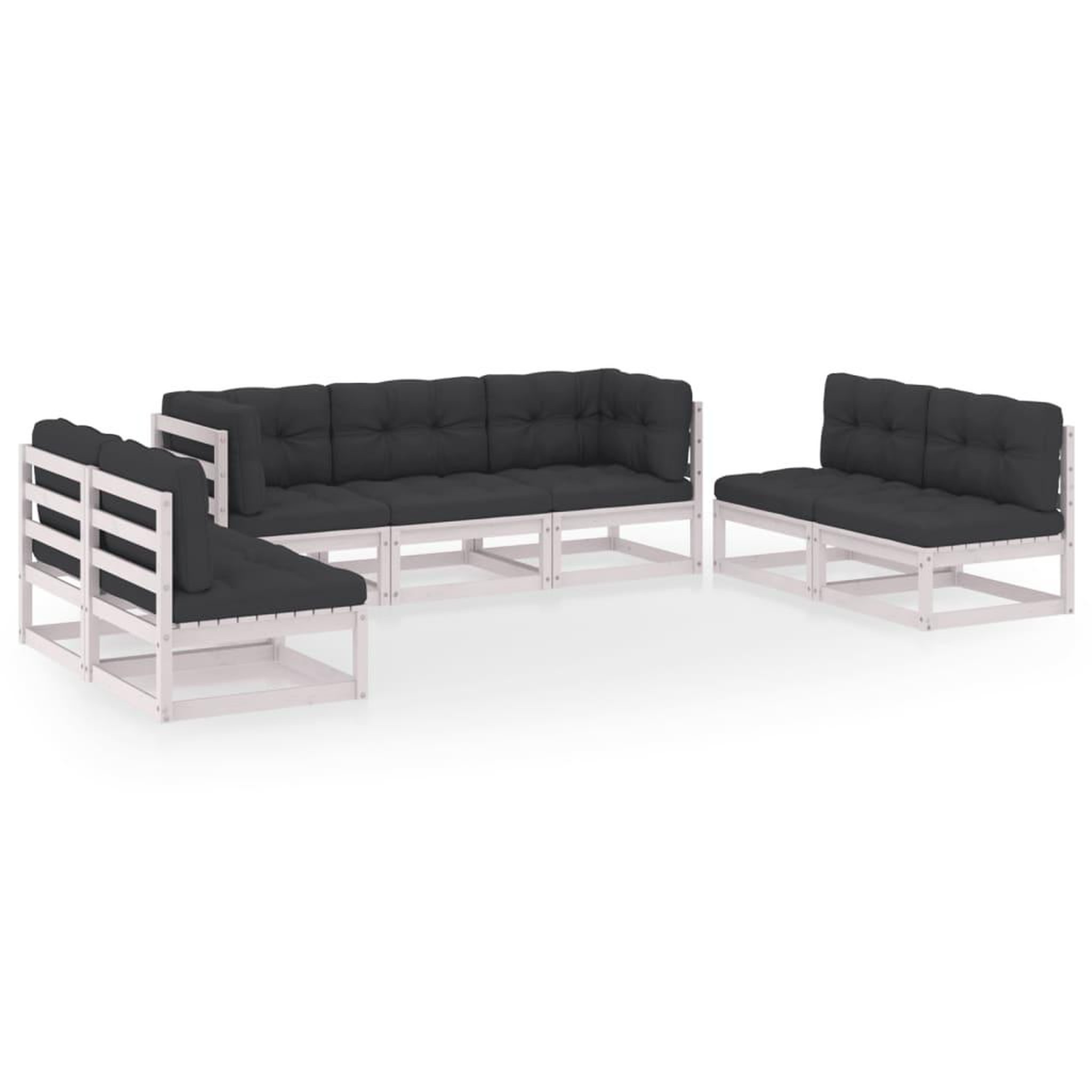 Voir la diapositive 2 : VIDAXL Salon de jardin 7 pcs avec coussins Bois de pin massif