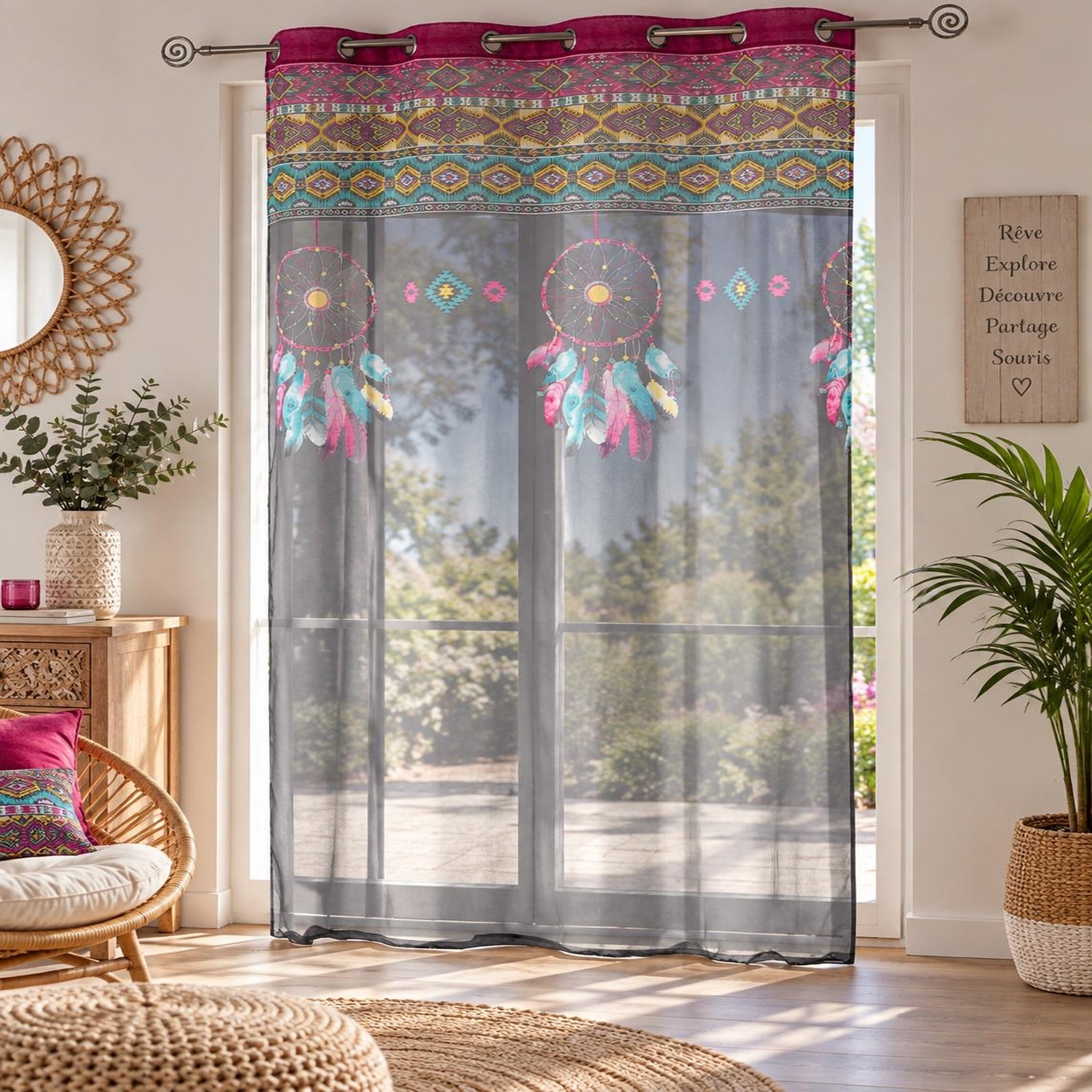 Voir la diapositive 2 : Eden Panneau a oeillets voile top dream ethnique