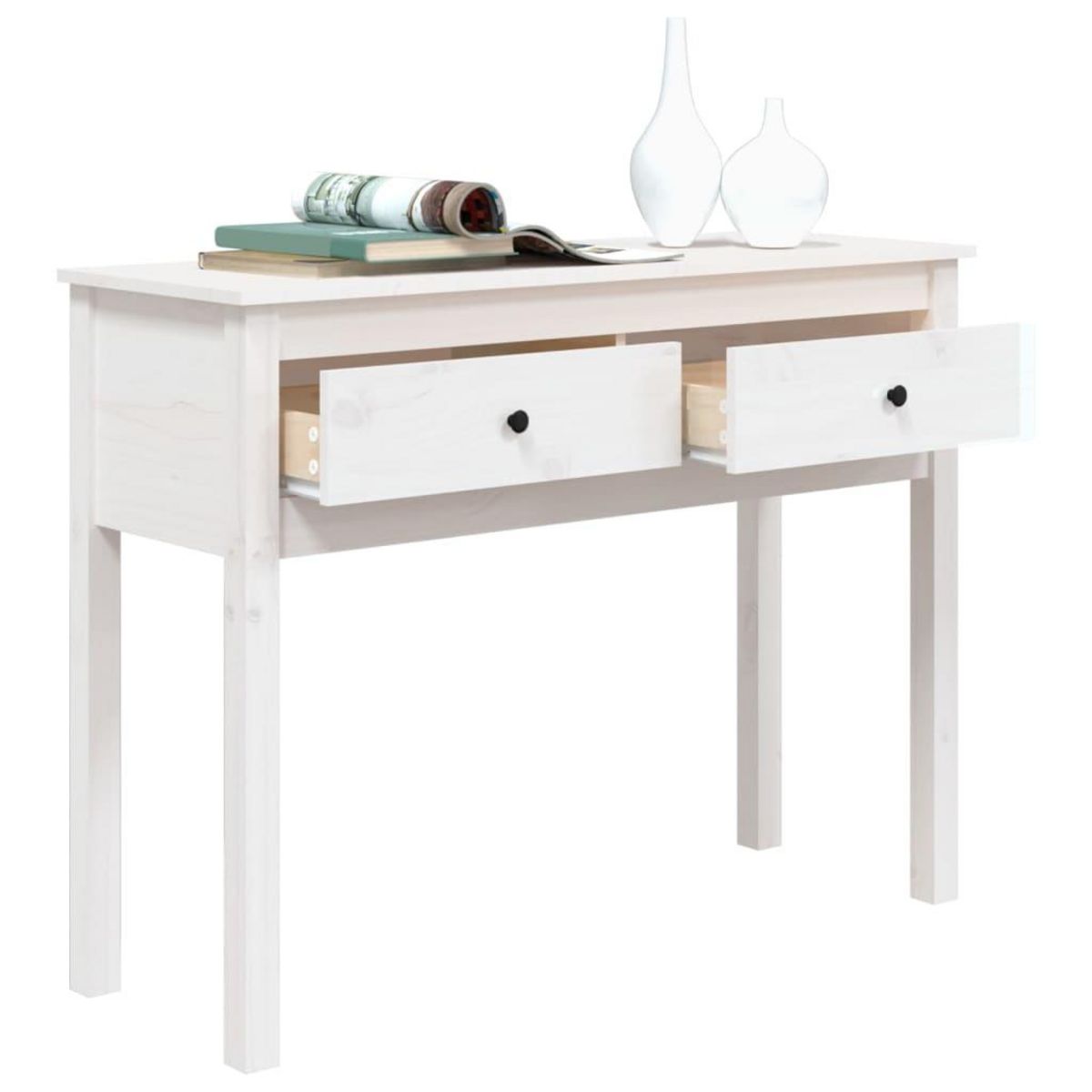 VIDAXL Table console Blanc 100x35x75 cm Bois massif de pin