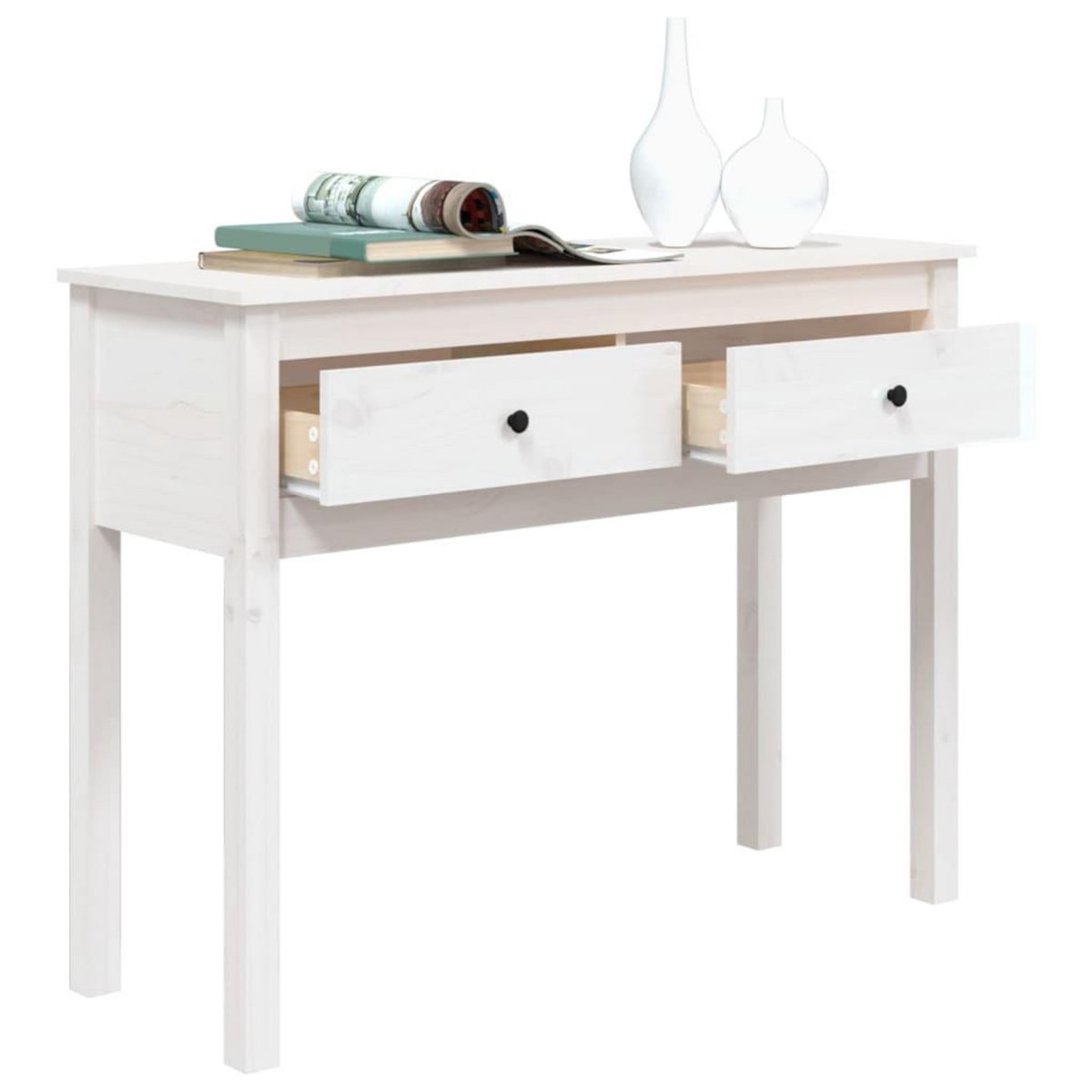 VIDAXL Table console Blanc 100x35x75 cm Bois massif de pin