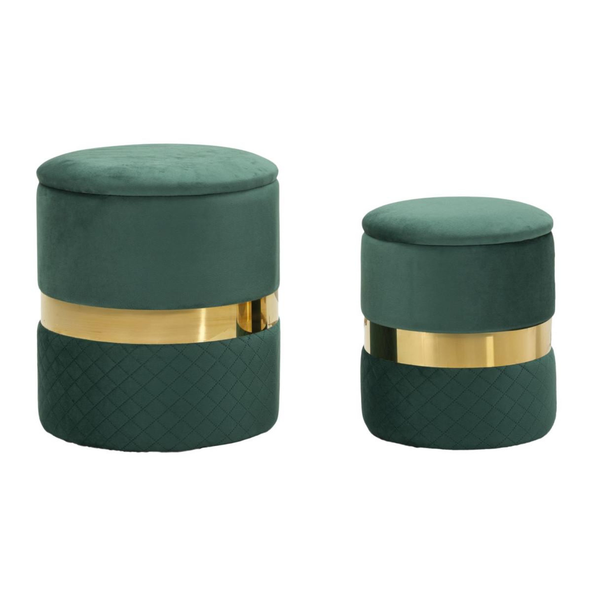 Paris Prix Lot de 2 poufs coffres  sheffild  42cm vert & or