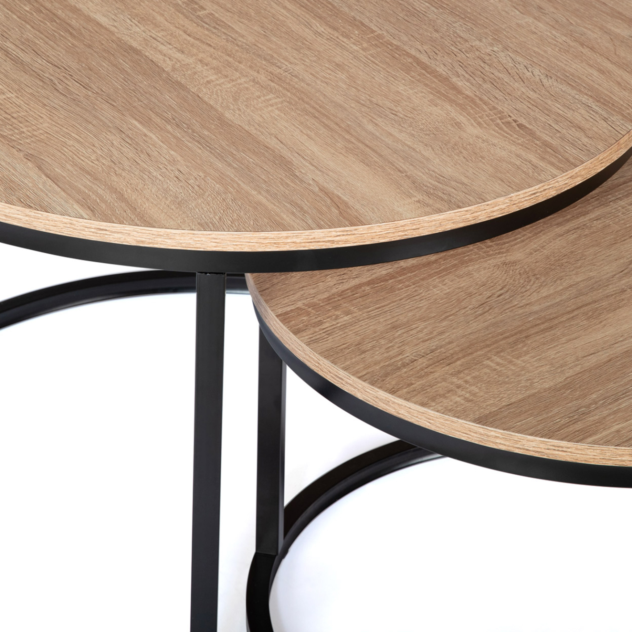 Voir la diapositive 4 : ID MARKET Lot de 2 tables basses gigognes detroit rondes 54/70 design industriel