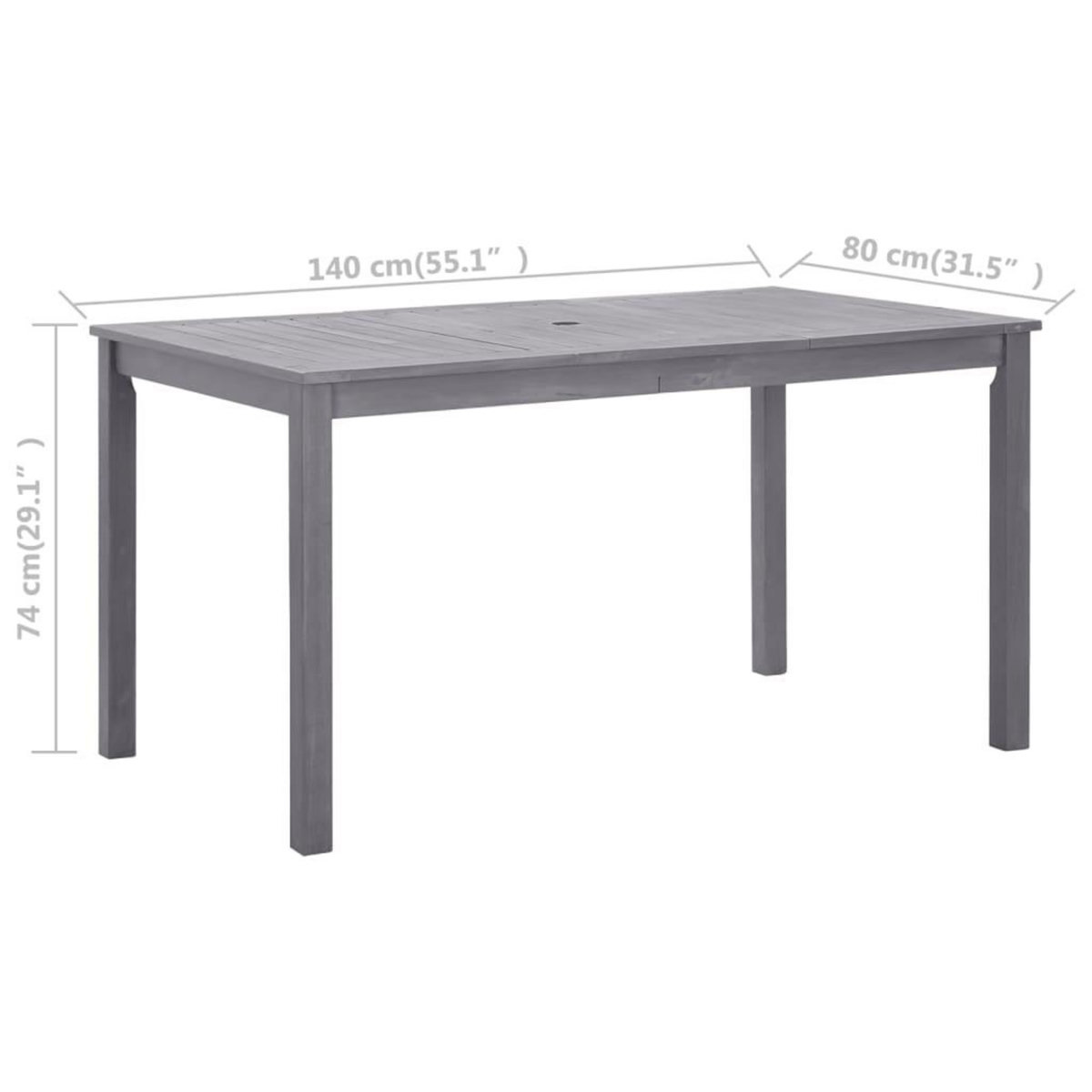 VIDAXL Table de jardin Delavage gris 140x80x74 cm Bois d'acacia massif