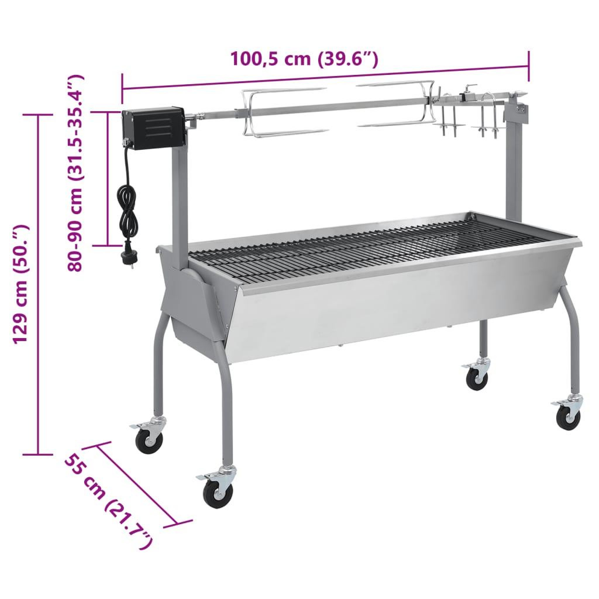 Voir la diapositive 6 : VIDAXL Rotissoire pour barbecue electrique Acier inoxydable