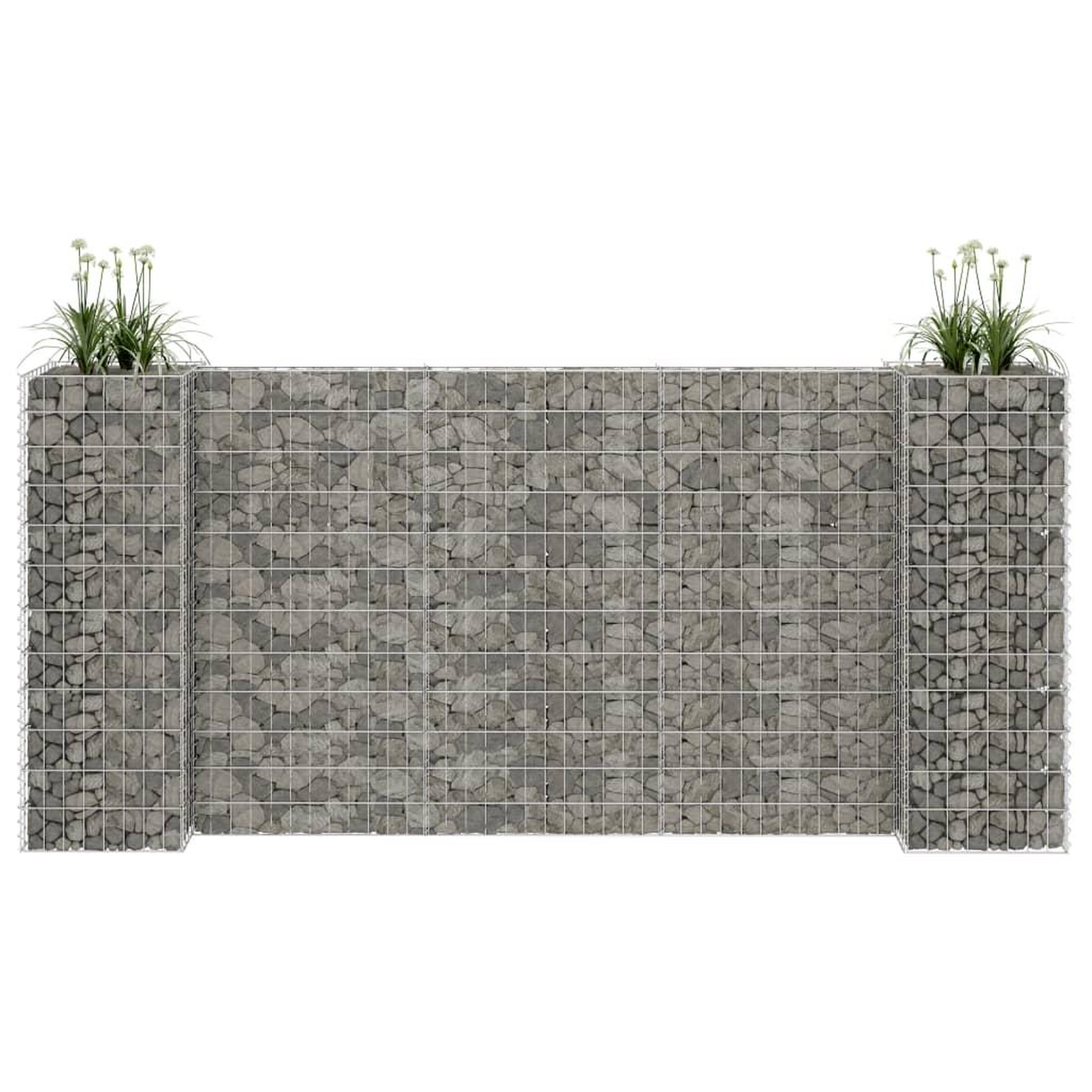 Voir la diapositive 1 : VIDAXL Jardiniere a gabion en H Fil d'acier 260x40x120 cm